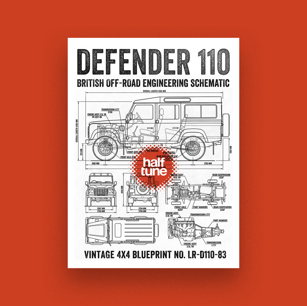 Defender 110 BLUEPRINT | 25 × 30 cm DTF Baskı Transferi
